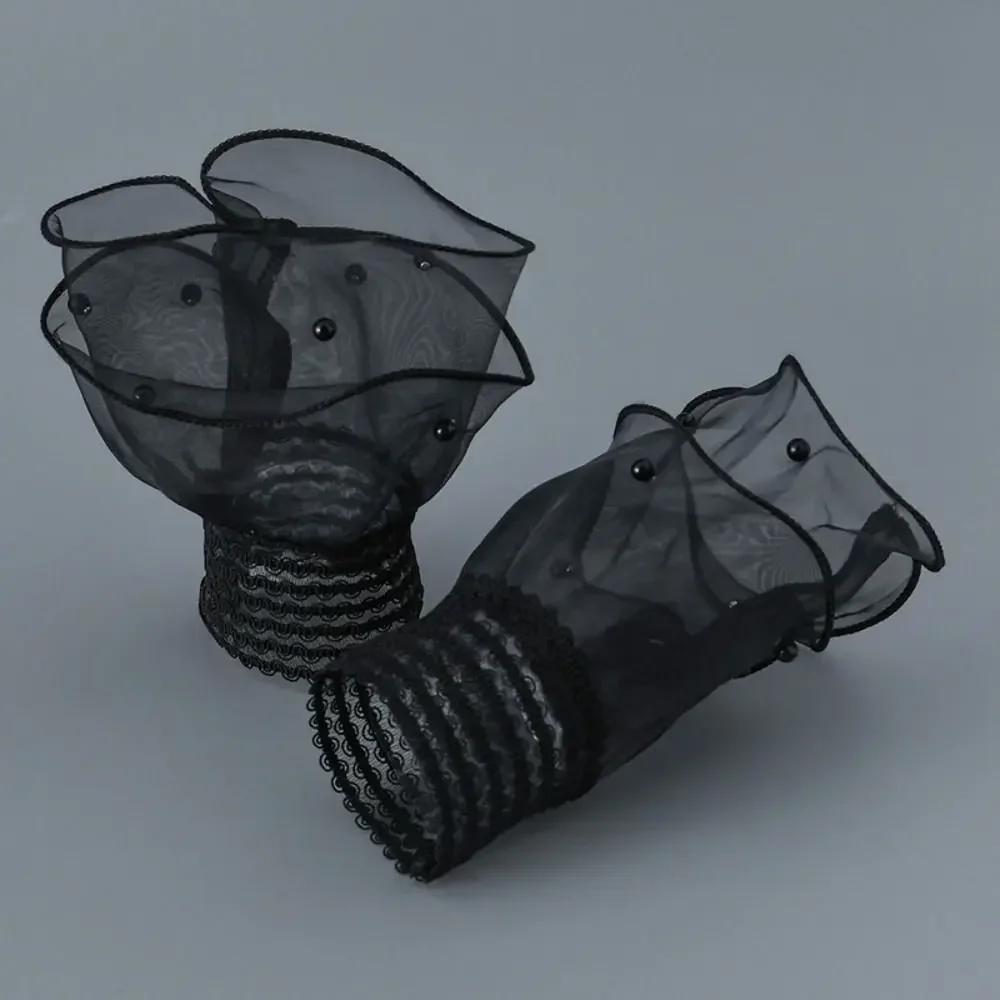 Тюль для нейл-арта, фотоперчатка, накладная плиссированная манжета, реквизит для маникюрной фотографии, дисплей для типсов, рукав, модные аксессуары