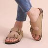 Fashion Shevalues Cork Footbed Clogs Sandals For Women Summer Outdoor Open Toe Slides With Adjustable Buckle Non-slip Flat Beach Slipper