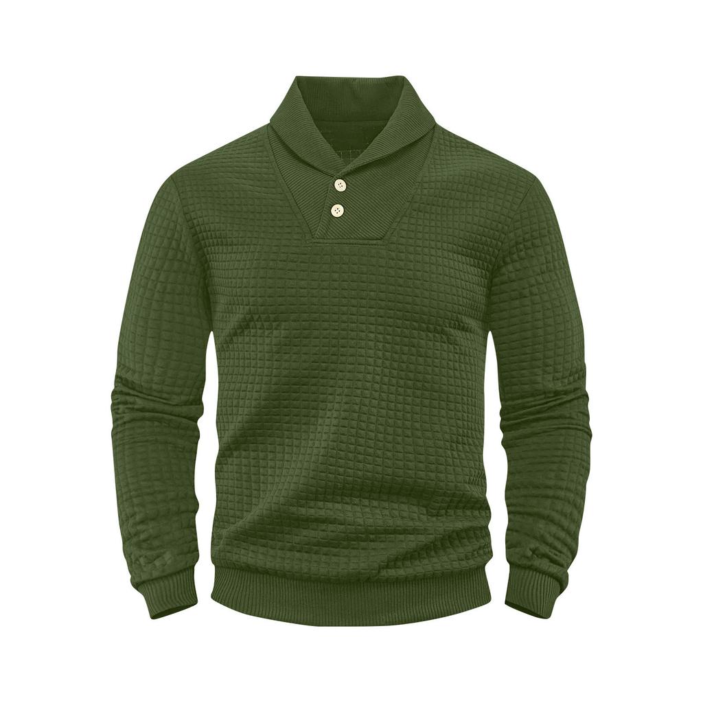 Мужской однотонный свитшот с лацканами в клетку, мужской повседневный модный свитшот