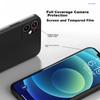 IPhone 12 Case, IPhone 12 Case with Straight Edges, Full Coverage, Lens Protection, Liquid Silicone, Shockproof, Ultra-Thin, Soft Case, Black