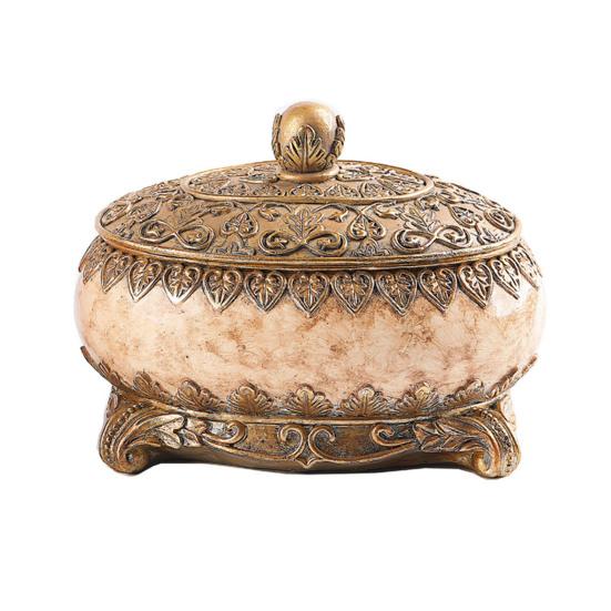 Винтажная шкатулка для украшений с крышкой, большой емкости, пылезащитная, элегантный декоративный органайзер, овальная шкатулка для безделушек