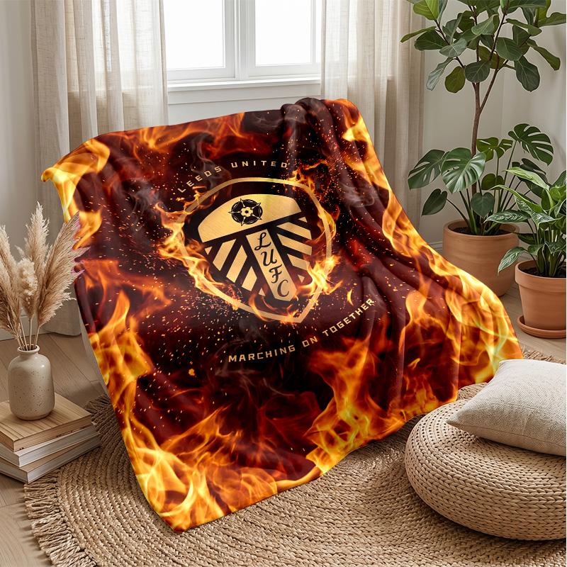 Leicester City Football Print Flannel Blanket, Soft Warm Lightweight Throw Blanket for Sofa Bed Camping