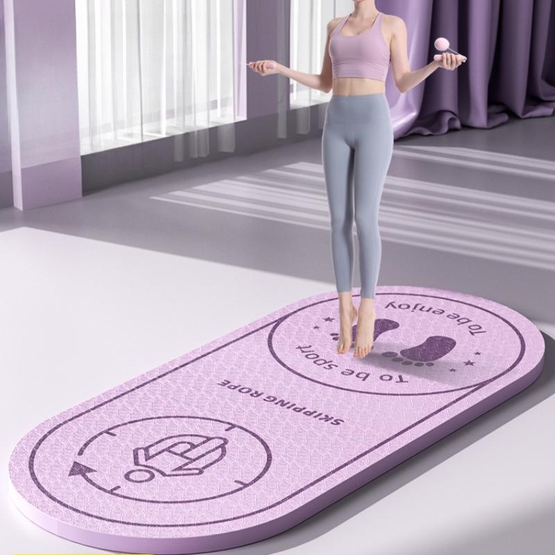 Jumping Rope Shock-absorbing Yoga Mat Fitness Aerobics Soundproof Shockproof Anti Slip Soundproof Thickened Mat Sports Exercise Dance Practice Mat