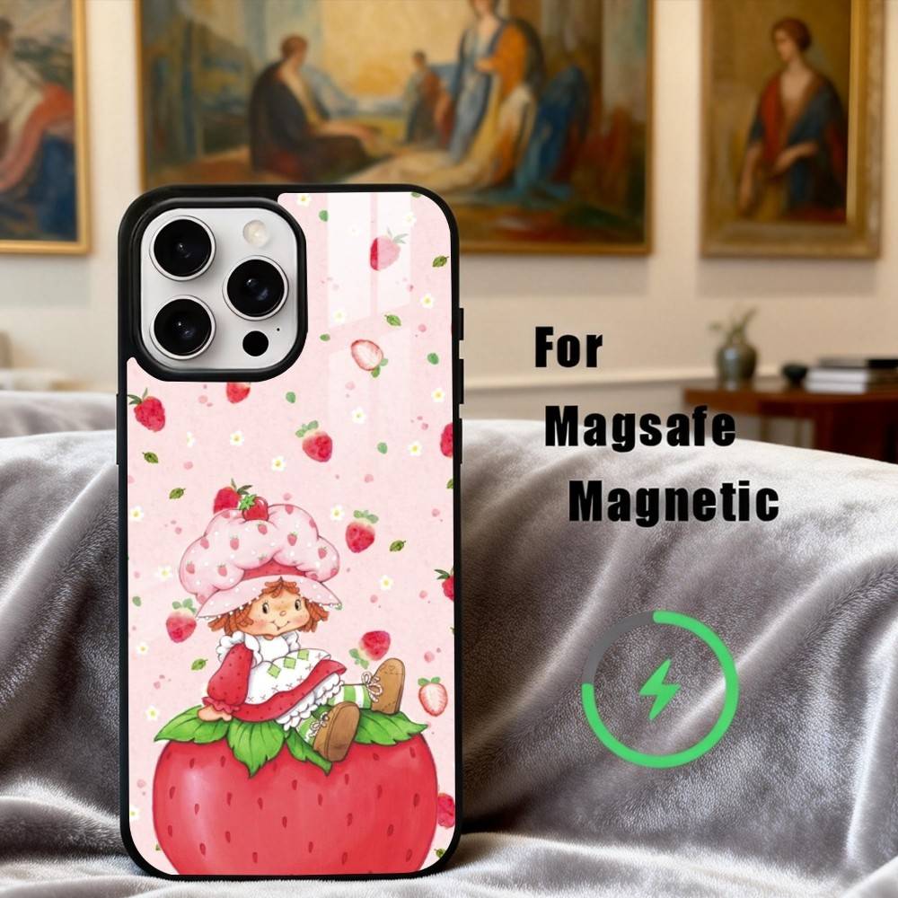 S-StrawberryS Винтажный S-Shortcake Чехол для телефона для iPhone17,16,15,14,13,12,11 Plus,Pro Max Магнитный для Magsafe Беспроводная зарядка
