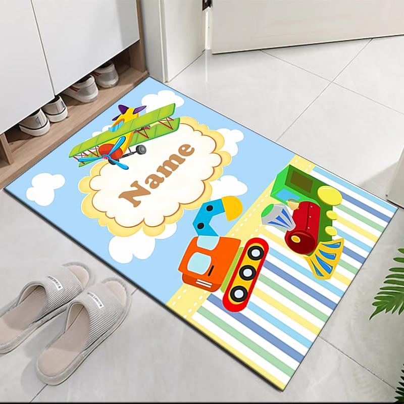 Custom Name Cute Cars Printed Carpet, for Office Chair Living Room Bedroom Kitchen Room Decor Gifts.