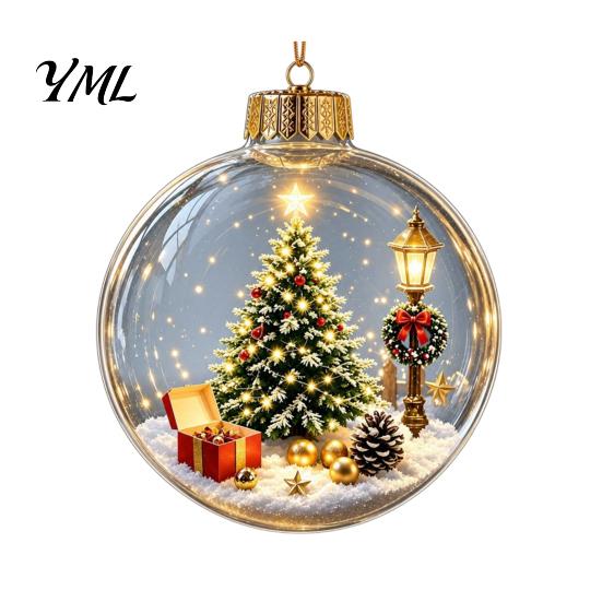 Transparent Festive Globes Glowing Clear Christmas Ball Ornament, Light Up Story Decoration with Warm LED Decorative Garland Accents Light,