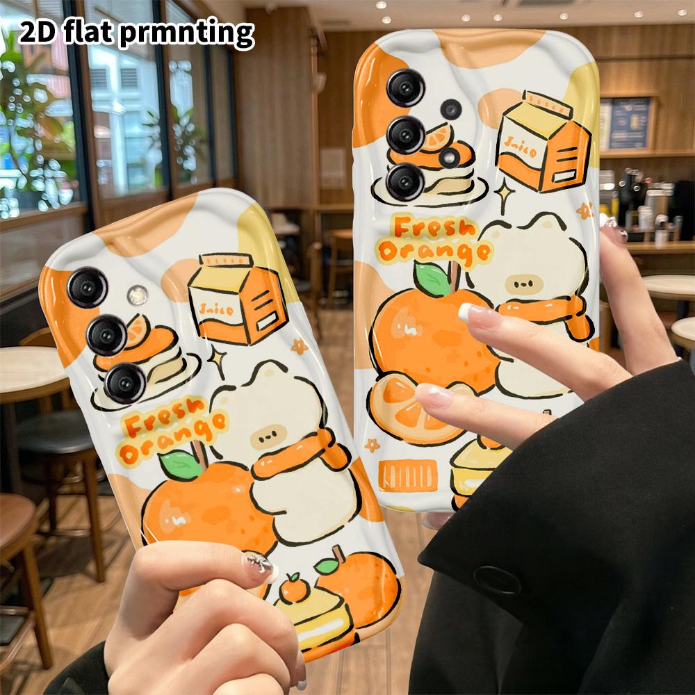 Чехол для телефона: 2D плоский защитный чехол для Samsung Galaxy A34 A35 M05 M06 S20 S22 S21 FE Plus 5G, оранжевый, вкусная еда, маленький медвежонок, идеальный Рождественский и