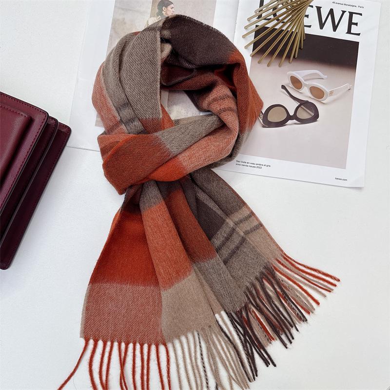 100% Wool Plaid Scarf for Women and Men - Warm, Stylish Gift for Winter
