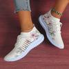 Rimocy Fashion Printed Knitted Sneakers Women 2024 New Lightweight Breathable Flats Woman Lace-Up Non-Slip Ladies Sports Shoes