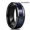 8 Colors 8mm Men's Stainless Steel Dragon Ring Inlay Red Green Black Carbon Fiber Ring Wedding Band Jewelry Size 7-12
