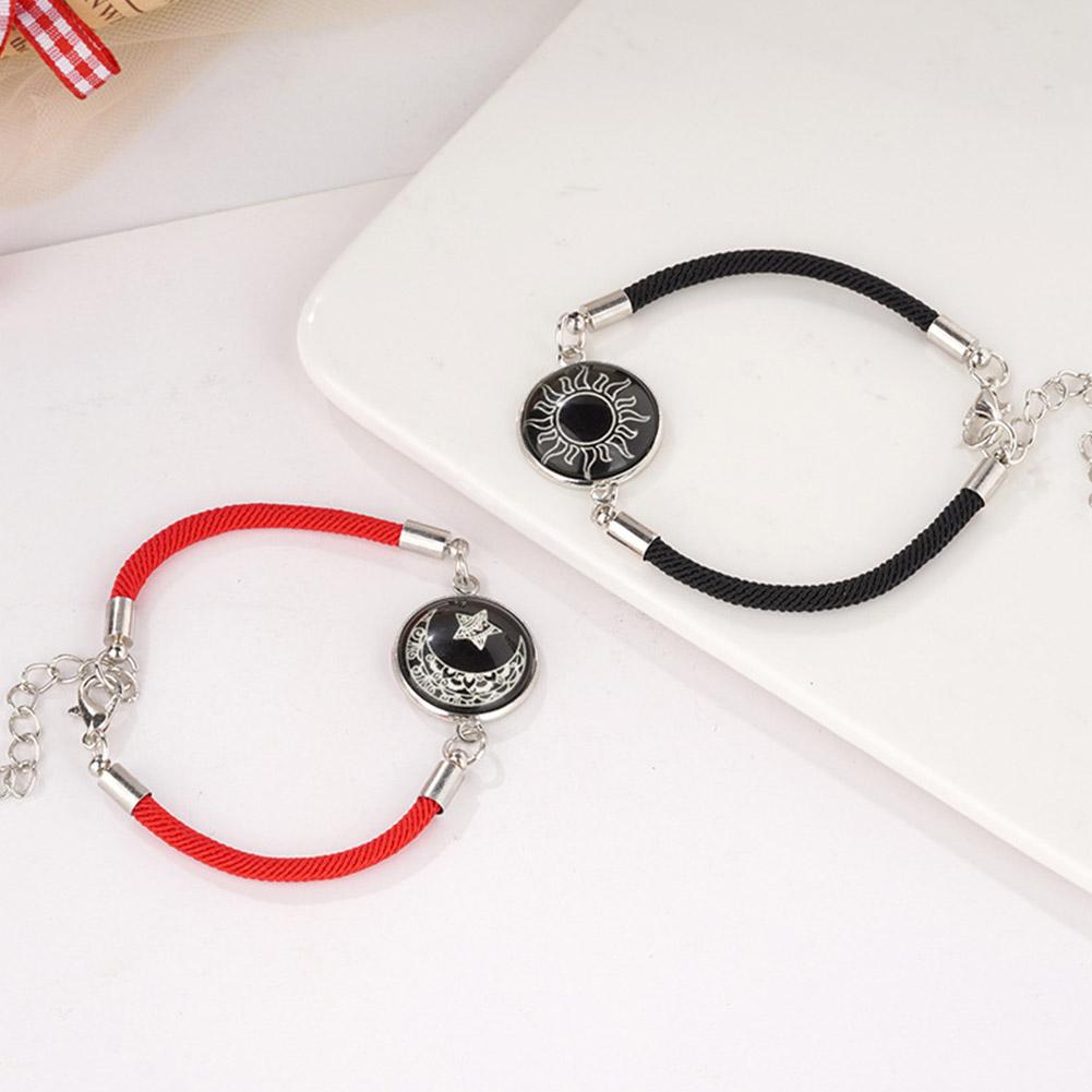 2 шт./компл. романтические светящиеся браслеты для пар с изображением солнца и луны для женщин, плетеный браслет для мужчин ручной работы Ro O4X9