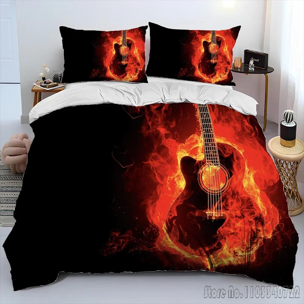 Комплект пододеяльника 3D Классическая гитара Электрогитара HD Чехол для одеяла для детских постельных комплектов Постельное белье Декор спальни