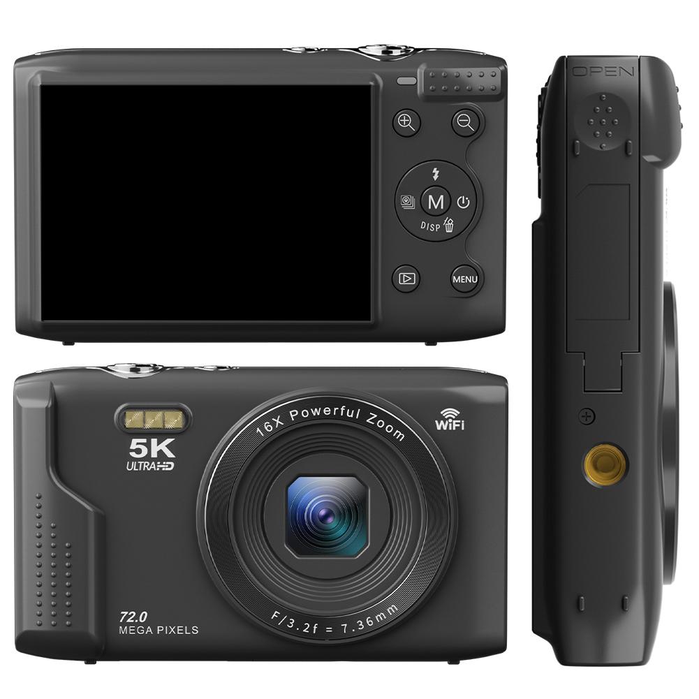 Digital Camera WiFi 5K 16X Zoom Digital Photography Camera 72MP 2.8inch LCD Screen Video Recorder Auto Focus Vlogging Camera