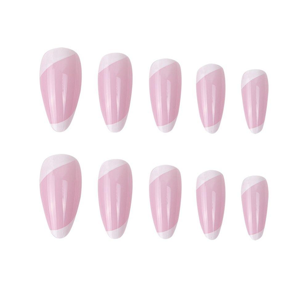 Press On Nails Full Cover Artificial French Fake Nails Nail Tips Wearable Almond False Nails