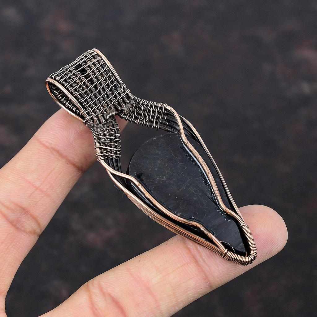 Подвеска из ракушки абалон, подвеска из медной проволоки, драгоценный камень, кулон ручной работы, медные украшения, подарок для нее, украшения из проволоки, лечебный камень