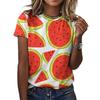 Women's Fruit and Watermelon 3D Printed T-shirt, Round Neck Short Sleeve T-shirt, Harajuku Y2K Large T-shirt, Women's Clothing