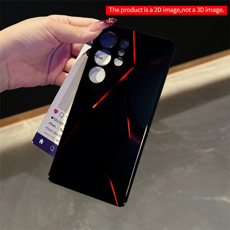 2DFlat Samsung phone case Red-Lit Geometric Fragment Design Applicable to Galaxy S22 S23 S24 S25ULTRA S26 A12 A13 A14 A15 A16