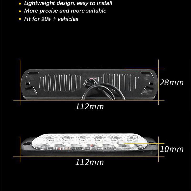 1PC 6 LED Car Warning Light Breakdown Emergency Light Police Lights 12V 12smd LED Constant Warning Light Trailer Rear Side Lamp