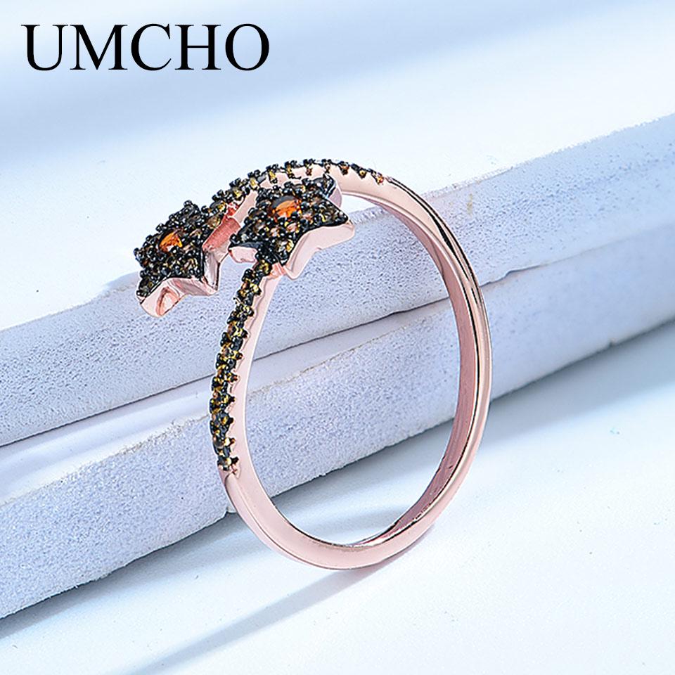 Umcho Кольца на палец из стерлингового серебра 925 пробы с нано-драгоценным камнем, регулируемые кольца для женщин, подарок на годовщину, ювелирные украшения