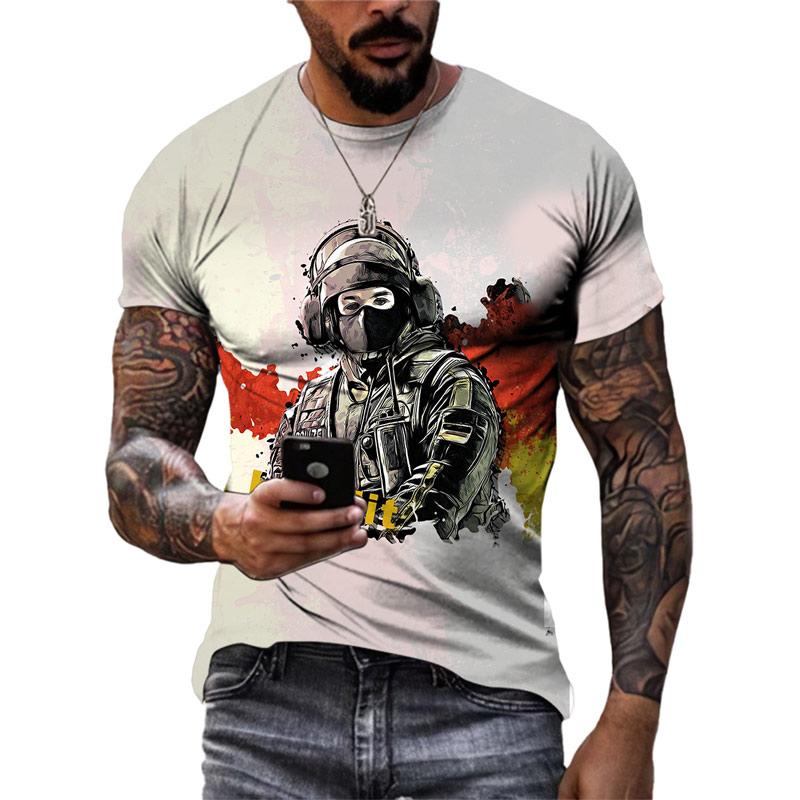 Мужская одежда больших размеров Свободные летние топы Футболка с 3D принтом животных Пара Солдат Тигровый узор Футболки с круглым вырезом Топ с короткими рукавами Дышащие мужские рубашки
