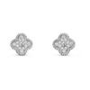 Four-Leaf Clover S925 Silver 9mm Stud Earrings with Red Agate, Black Agate, Turquoise, Butterfly, White Shell, Gray Shell, and Pink Shell for Women.