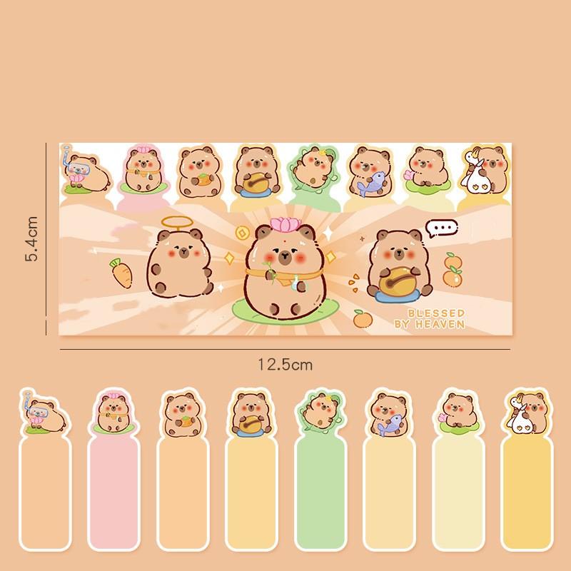 Милый мультяшный капибара, кролик, собака, указательная наклейка, записываемый блокнот, тестовая бумага, отметка страницы, классифицирующая липкая заметка