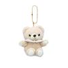 Take Off Baby Bear Drop Plush Keychain Retro Pastel Colored Bear with Cute Floral Embroidery On Collar Beige