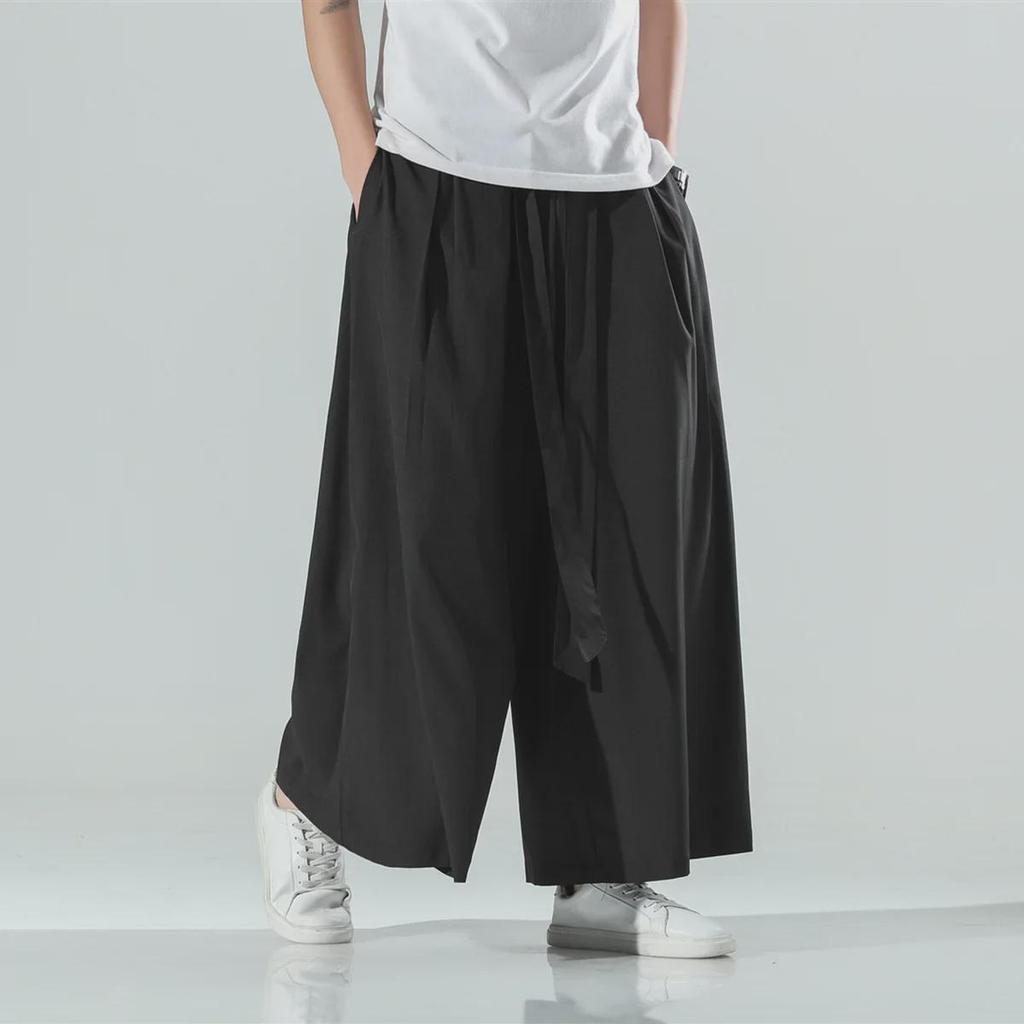 Men's Retro Chinese Style Wide-Leg Lantern Pants - Plus Size & Loose Fit