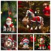 1Pcs Christmas Tree Decoration Santa Claus 2D Flat Acrylic Animal World Christmas Day Party Pendant Christmas Car Accessories