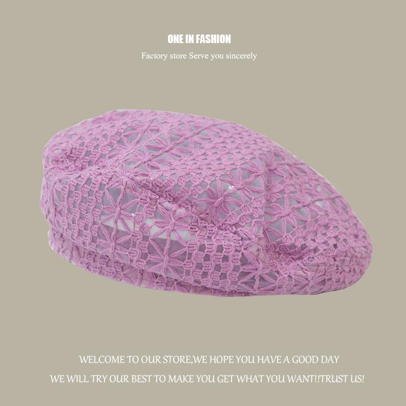 Женские хлопковые береты, вязаная крючком объемная шапка-бини, вязаная шапка ручной работы с вырезом, летняя кепка с цветочным принтом и черепом, цвет на выбор