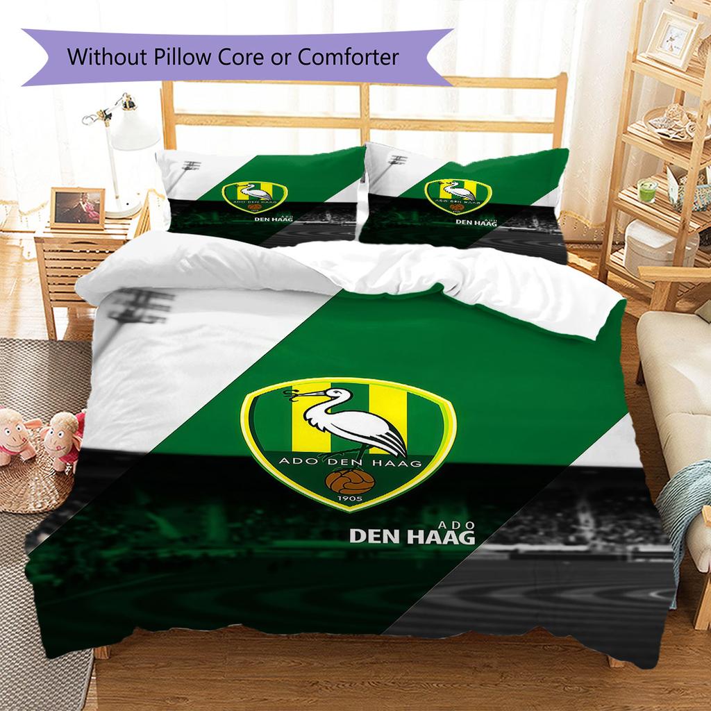 ADO Den Haag Pattern Bedding,Quilt Set Quilt Cover Pillowcase Home Birthday Gift(1 * duvet cover + 2 * pillowcase, without core)