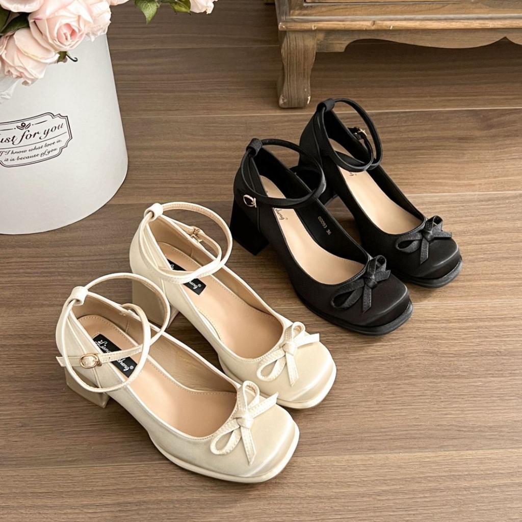 Black French Heightening Light Mouth Thick Heel Single Shoes Women's 2025 New Spring and Autumn Skirt Retro Mary Jane High Heels