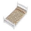 Wooden Doll House Bed 1: 12 Scale Miniature Bedroom Furniture Set with Mattress Pillow
