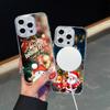 Ae121 Merry Christmas Santa design art Magsafe Transparent Cases для Samsung S23 S24 Ultra S21 FE iPhone16 Pro Max Magnetic Wireless Charge Back Cover