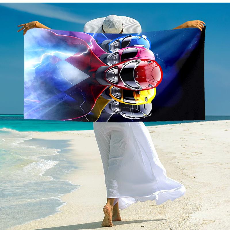 1pc Mighty Morphin Power Rangers2 Beach Towel, Comfortable and Thick, and Swimming/Bath/Picnic/Camping Towel, Suitable for Seaside Beaches