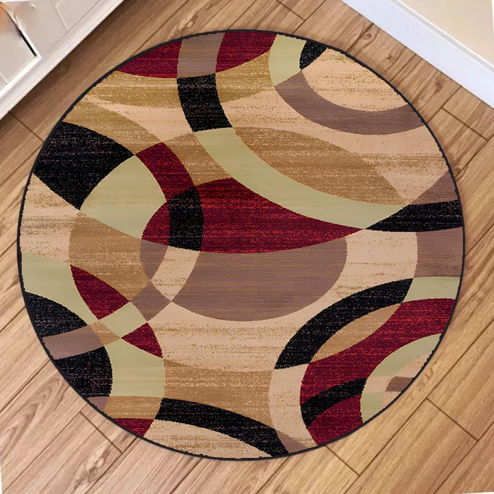 Современный блочный узор круглый ковер круглые коврики для декора гостиной спальни нескользящий коврик ковер для зоны дивана кресла домашнее украшение