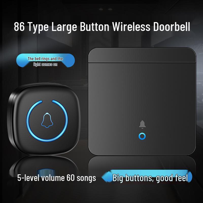 Smart Wireless Doorbell with Long-Range Remote, Flashing Light, and Call Button for Elderly and Patients, 86 Type Button