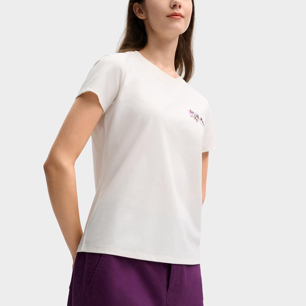Fila Женская футболка с коротким рукавом, трикотажная, с принтом логотипа сада серии Heritage, светло-бежевая F11W518102F-IV