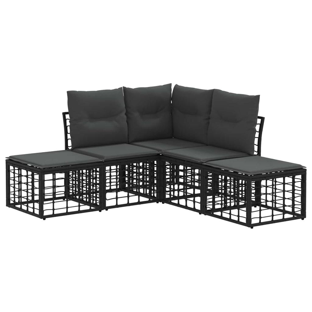 Outdoor Sectional Sofa Set Black Polyester