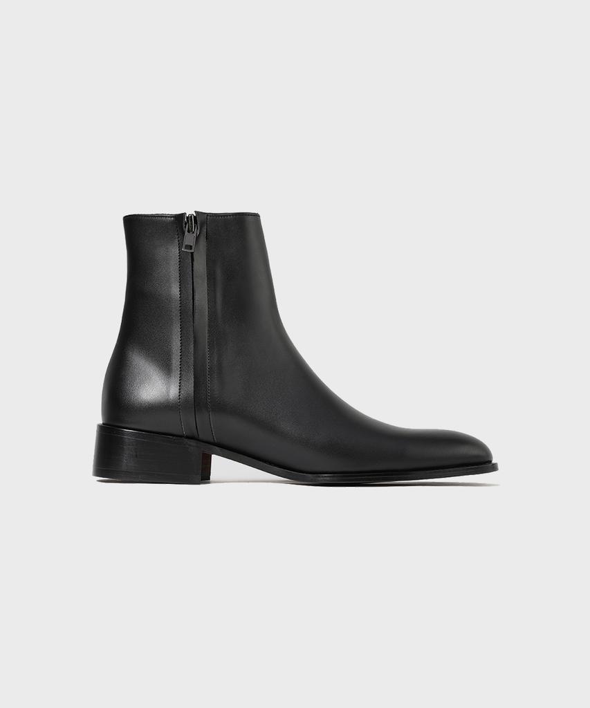 Firenze Atelier Hidden Zipper Detail Slim Toe Ankle Boots 3343 [Black Fg]