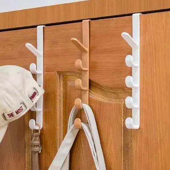 Door Hanger with Vertical Design 5 Hooks White Color Durable Plastic China Manufactured Seller Code GM-uc5x 1 Unit 280mm x 40mm x 3mm Size Factory Pr