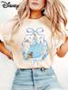 Disney Cinderella Princess Girl Summer T-Shirt Family Parent-Child Clothing Casual Sports Loose Comfort Short Sleeve Women's Top