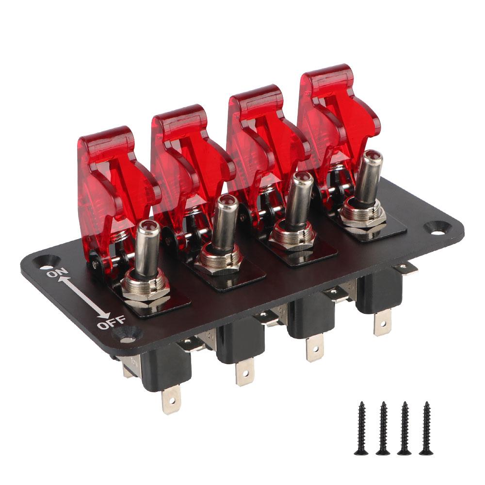 Панель переключателей с 4 клавишами для гоночных автомобилей, панель переключателей зажигания, кнопка запуска, светодиодный индикатор 12 В 20 А