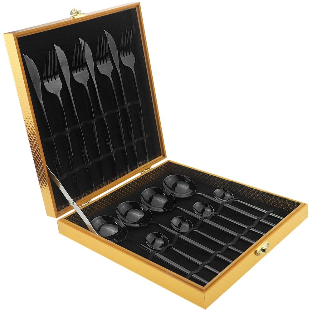 16pcs Luxury Dinnerware Gift Set Stainless Steel Fork Knife Spoon Cutlery Set Wedding Gift Flatware Set With Gift Box