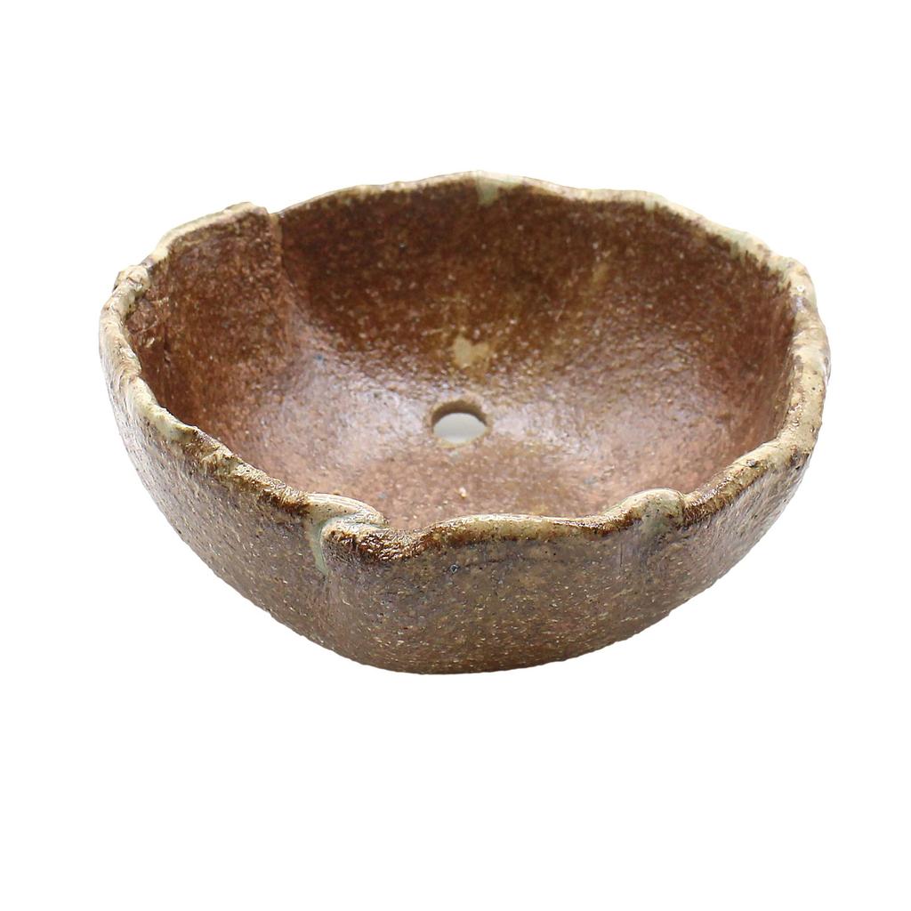 Umekichi Bonsai 4 Bonsai Round Yokkaichi Banko for Miscellaneous Pine and 12cm Supplies, No. Pot, Brushed, Reduced, Ware, Ceramic, Wildflowers, Trees,