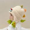 Cute Dinosaur Pullover Cap Windproof Plush Knitted Cap New Ear Protection Hat  2-6Y