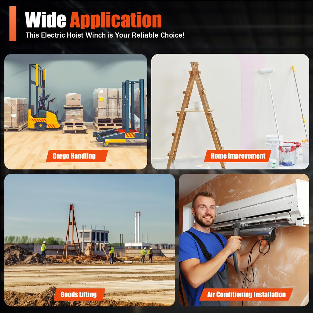 Электрическая лебедка 1100 фунтов, 1500 Вт 110 В, беспроводной пульт управления, 3-в-1 подъемная лебедка для гаража, склада, строительства
