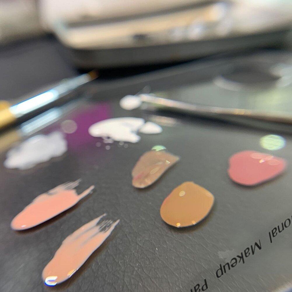 Makeup Palette Clear Acrylic Nail Stamping Plates Foundation Eyeshadow Stainless Steel Rod Manicure