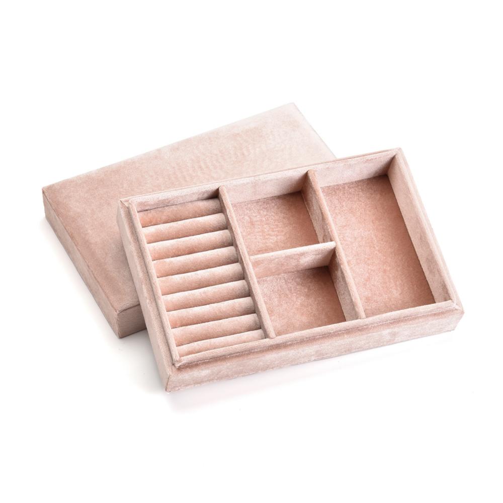 New Rectangle Luxury Velvet Jewelry Box Multi Compartments Rings Earrings Necklace Jewelry Storage Box Display Case Custom Logo