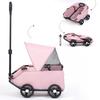4 Wheels Pet Stroller for Small Dogs Cats Folding Shopping Cart with Canopy for Travelling Shopping Walking Playing